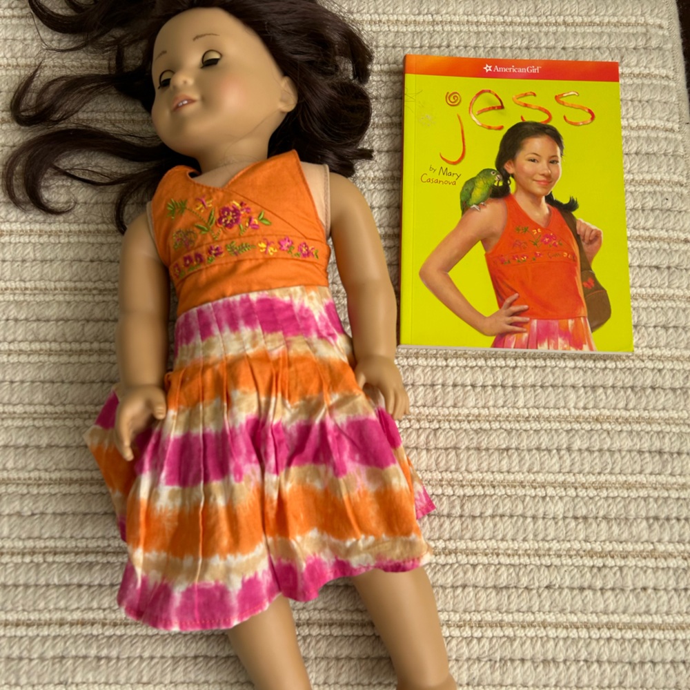American girl doll Jess with book